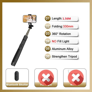 Bluetooth Selfie Stick | Foldable Tripod Monopod With Fill Light For Smartphones & Action Cameras