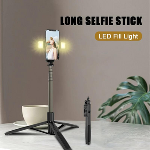 Bluetooth Selfie Stick | Foldable Tripod Monopod With Fill Light For Smartphones & Action Cameras