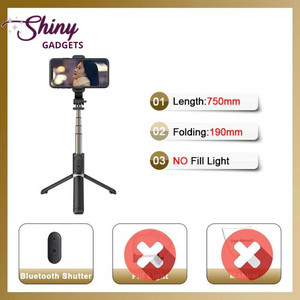 Bluetooth Selfie Stick | Foldable Tripod Monopod With Fill Light For Smartphones & Action Cameras