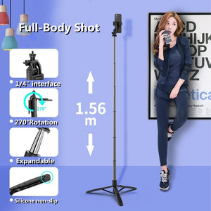 Bluetooth Selfie Stick | Foldable Tripod Monopod With Fill Light For Smartphones & Action Cameras